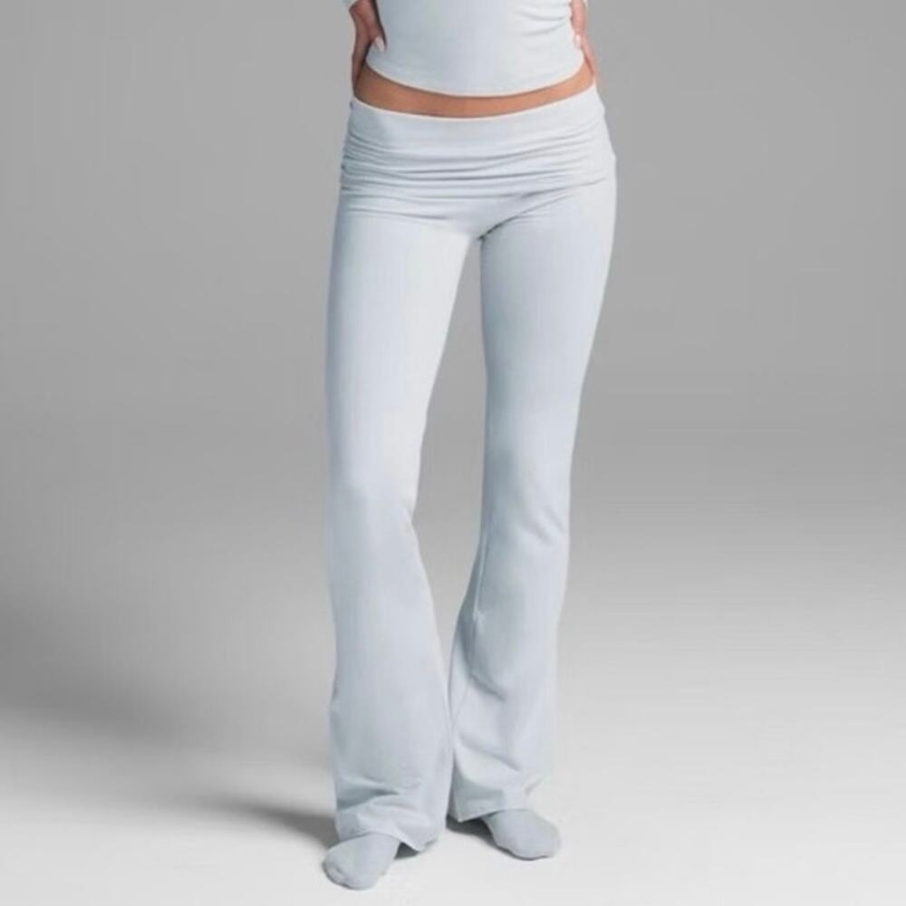 NWOT Skims S Cotton Blend Foldover Jersey Flare Yoga Pants Zen Blue Balletcore